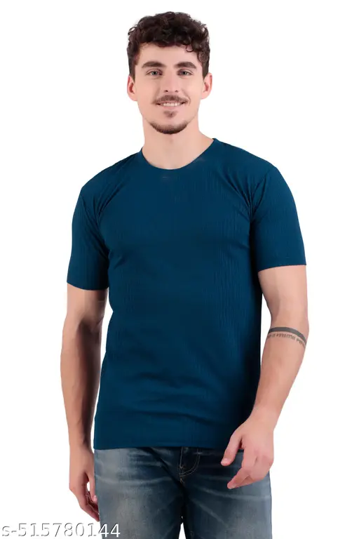 SHEKHA FASHION Men's Solid Polyester Round Neck T Shirt | Half Sleeves | Plain-Regular Fit